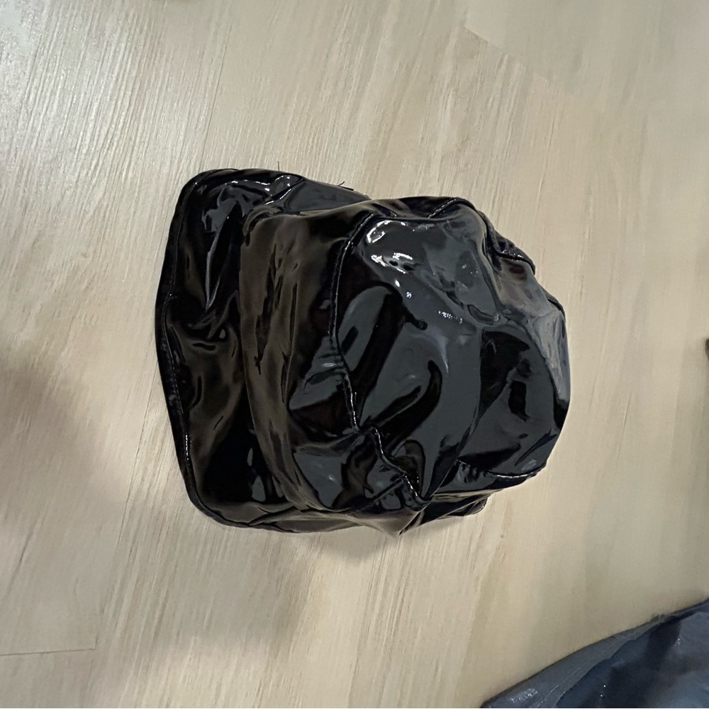 Black Patent Leather Bucket Hat